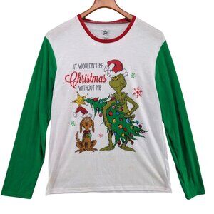 Grinch It Wouldn't Be Christmas Without Me Pajama Shirt Unisex Long Sleeve Sz M